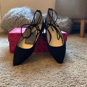 Zara brand new lace up flats with silver detail